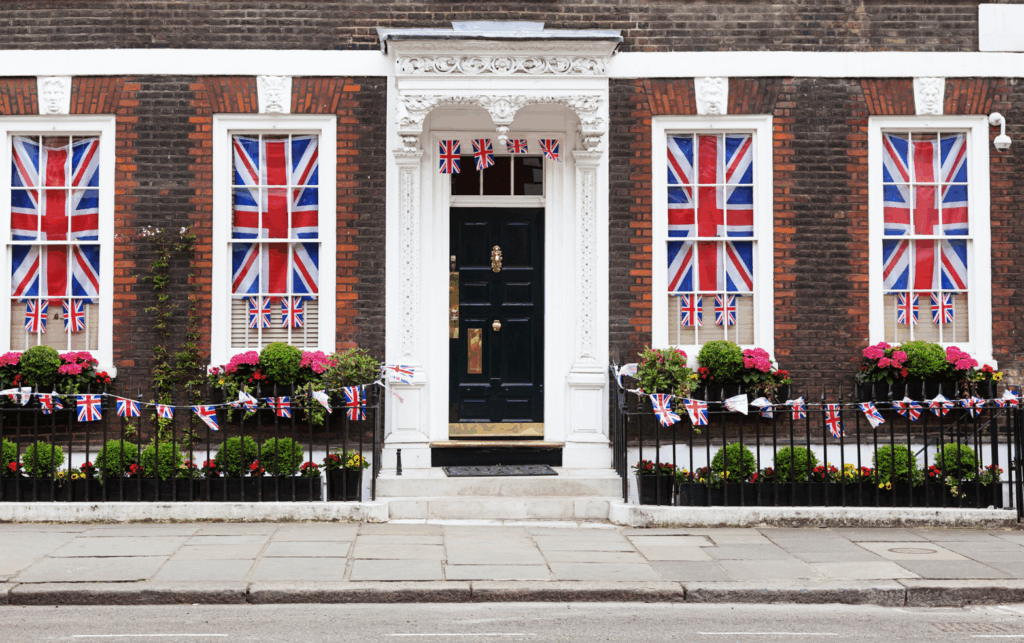 A property proudly displaying the British national flag